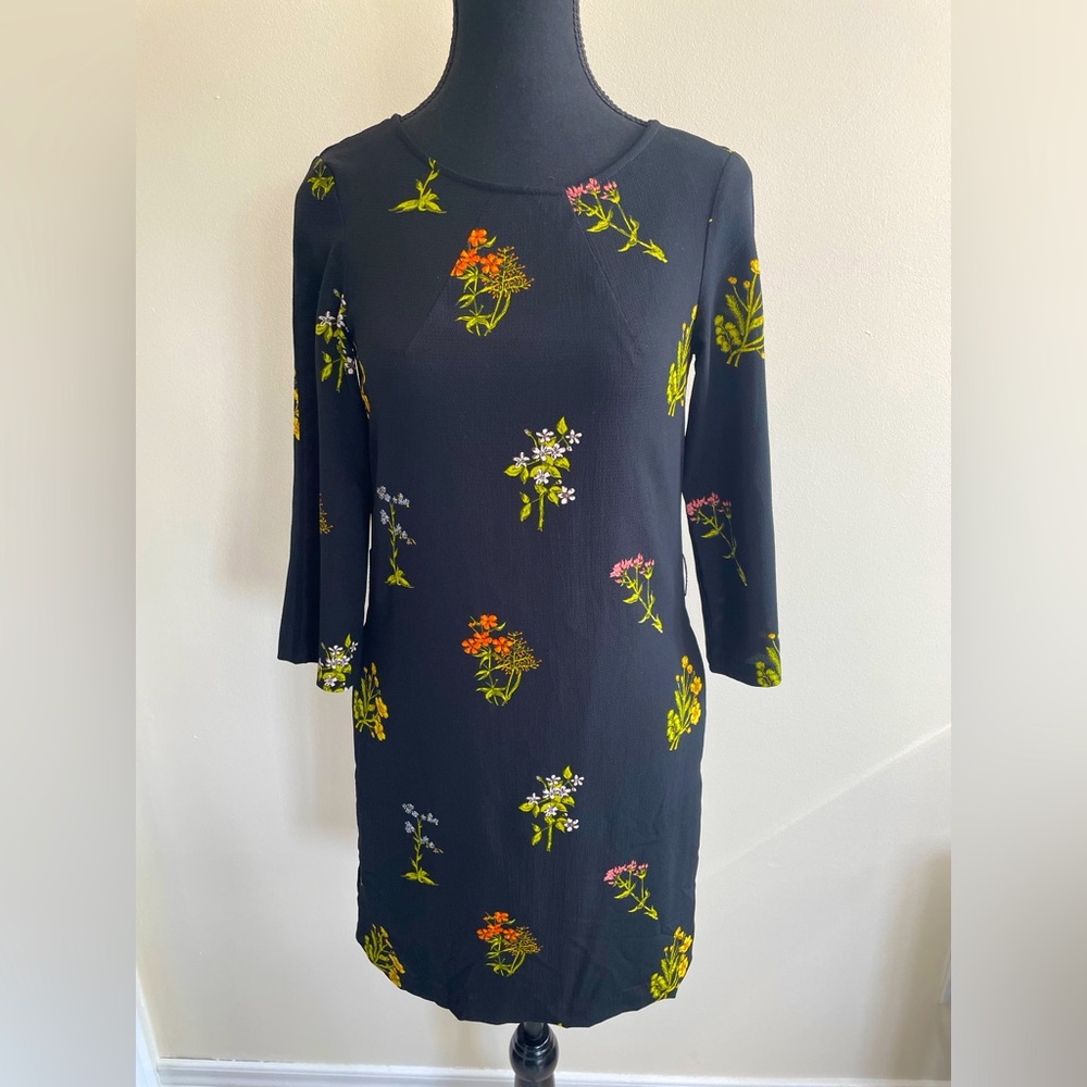 H&M black floral mini dress size 2